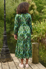 Tier She Goes Dress Green + Blue