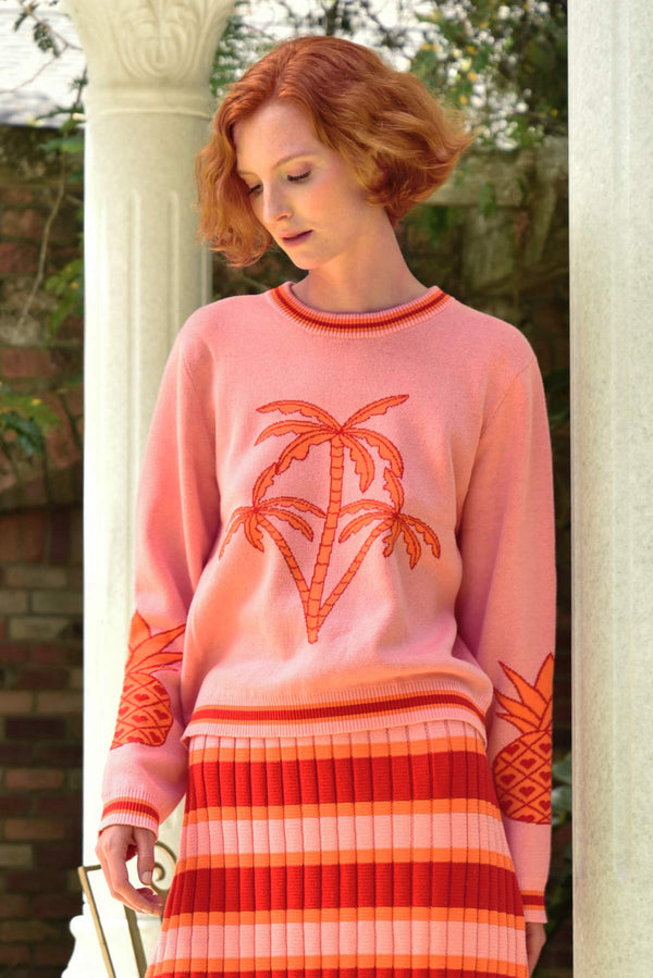 Palm Before The Storm Sweater Pink