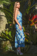 Facing The Bias Dress Blue