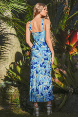 Facing The Bias Dress Blue