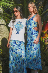 Facing The Bias Dress Blue