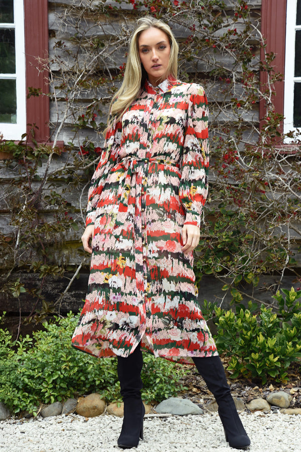 Tucker Up Dress Red & Green