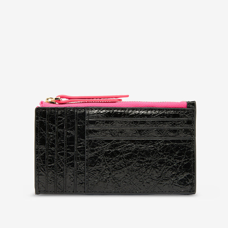 Compact Wallet Black Crinkle