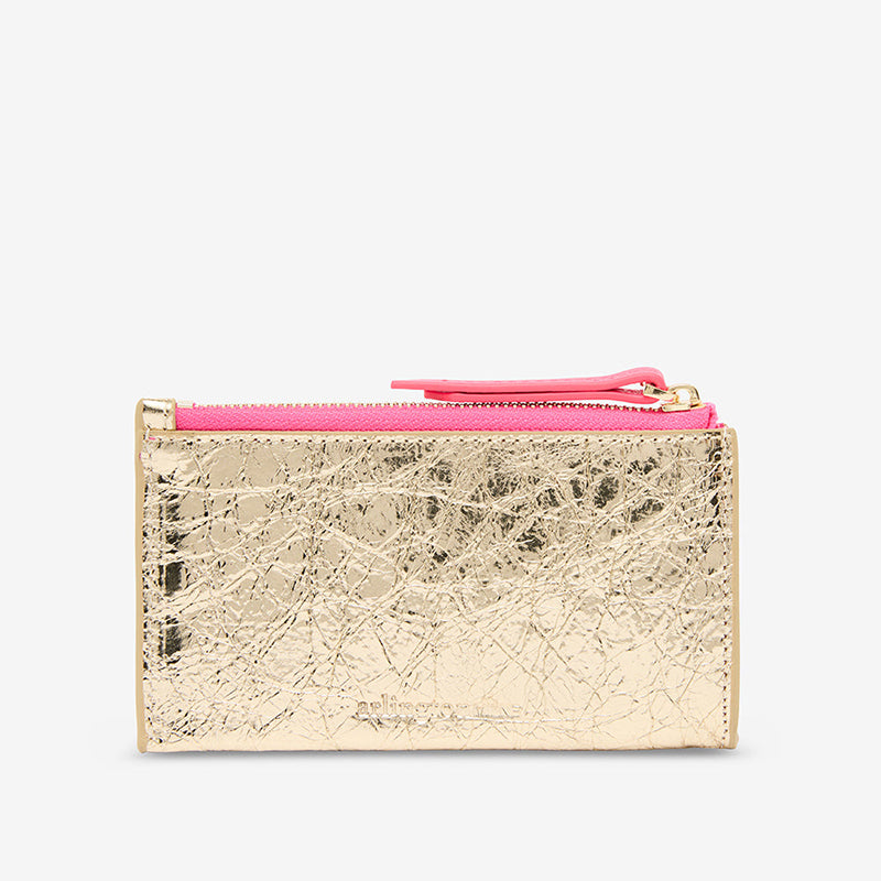 Compact Wallet Gold Crinkle
