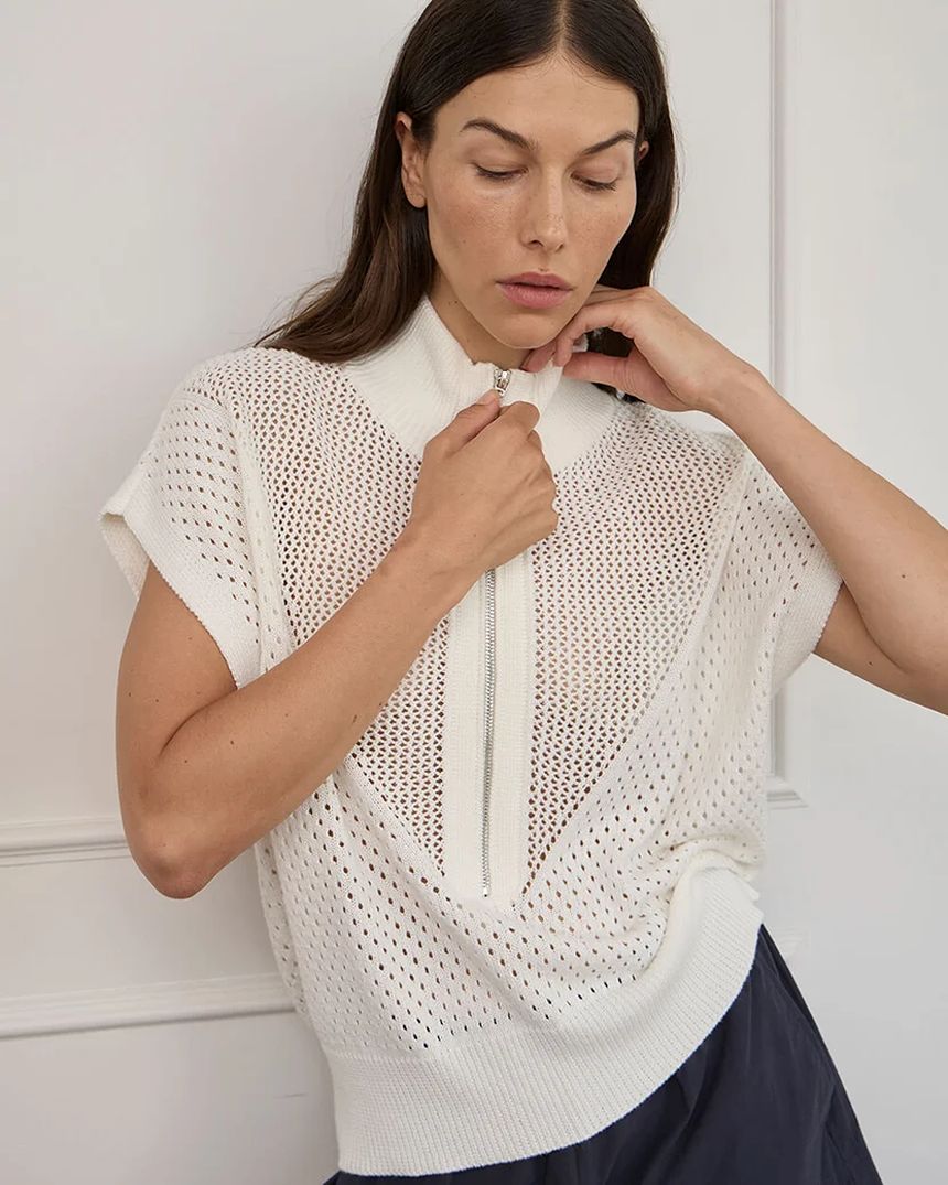 Carrie Zip Top Cream