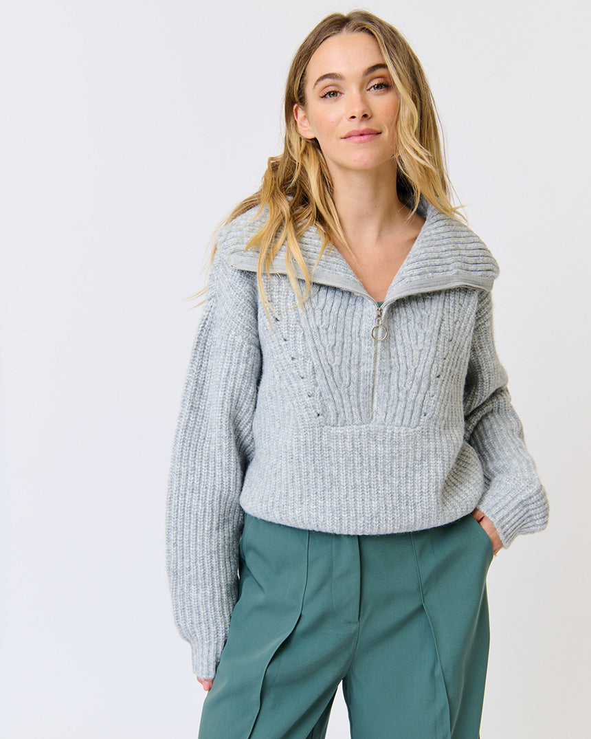 Azura Knit Pullover Grey Marle
