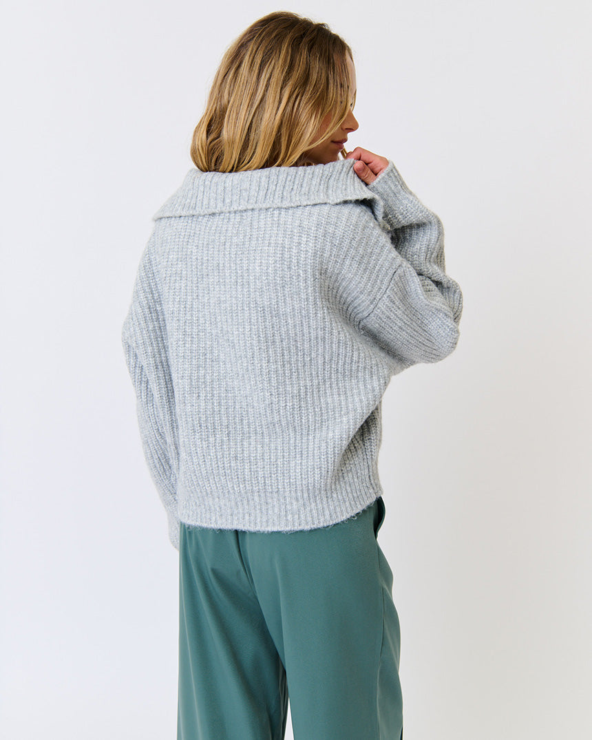 Azura Knit Pullover Grey Marle