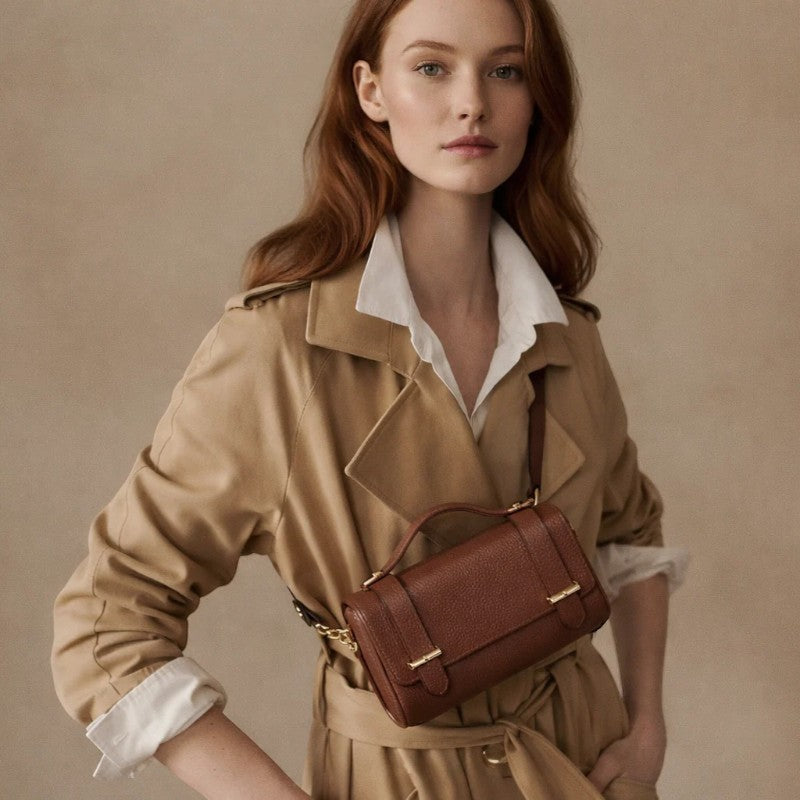 Margot Leather Clutch Camel