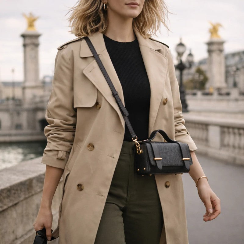 Margot Leather Clutch Black