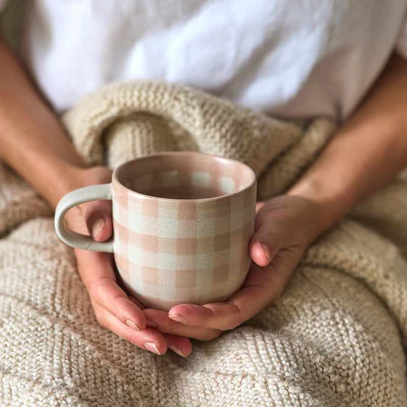 Soft Terracotta Check Cats Pyjamas Mug