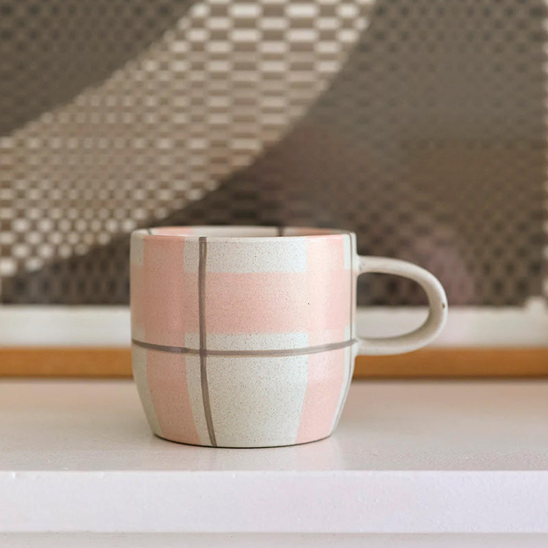 Blush & Grey Check Cats Pyjamas Mug