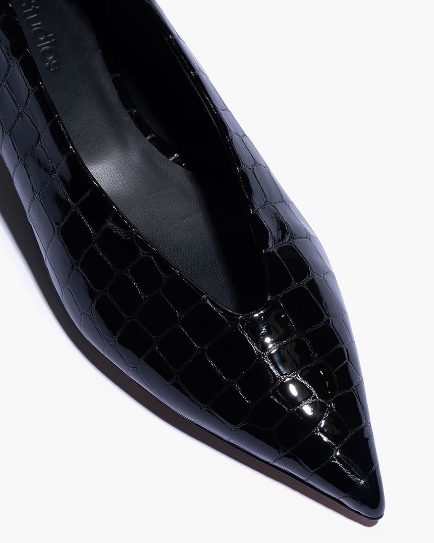 Claudia Kitten Heel Black Croc