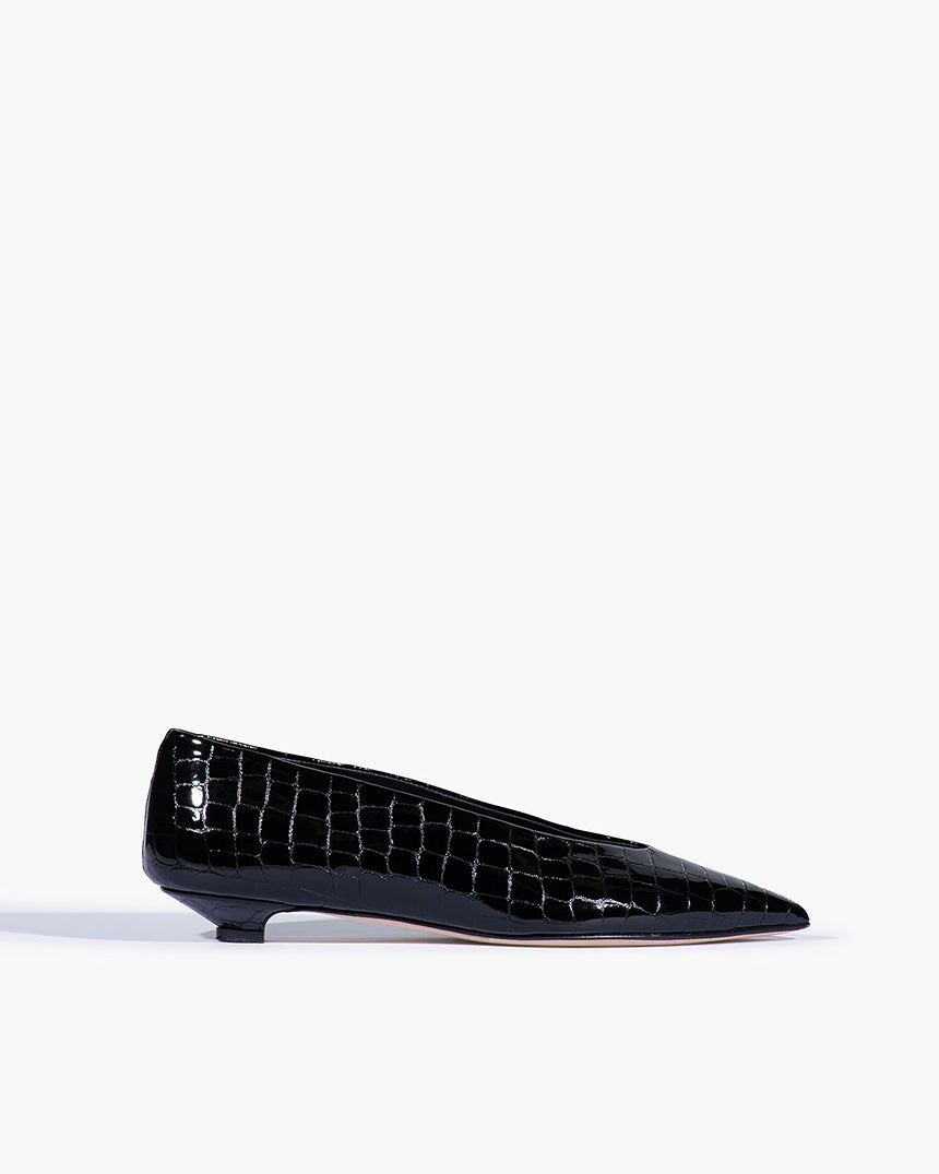 Claudia Kitten Heel Black Croc