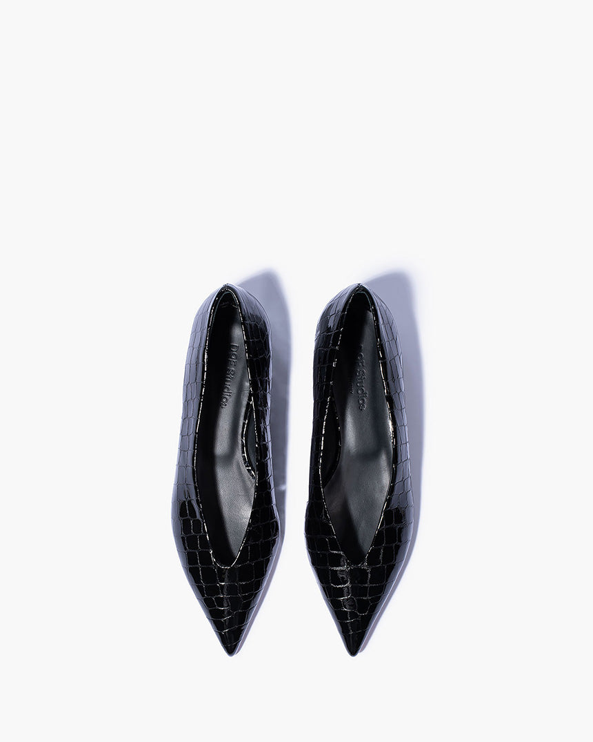 Claudia Kitten Heel Black Croc