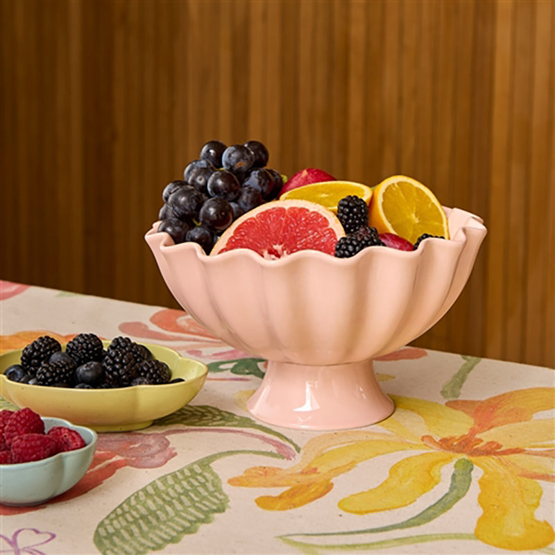 Ruffle Footed Bowl Pink Salt 24cm