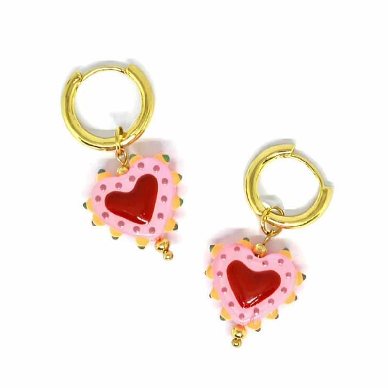 Pink Painted Heart Earrings