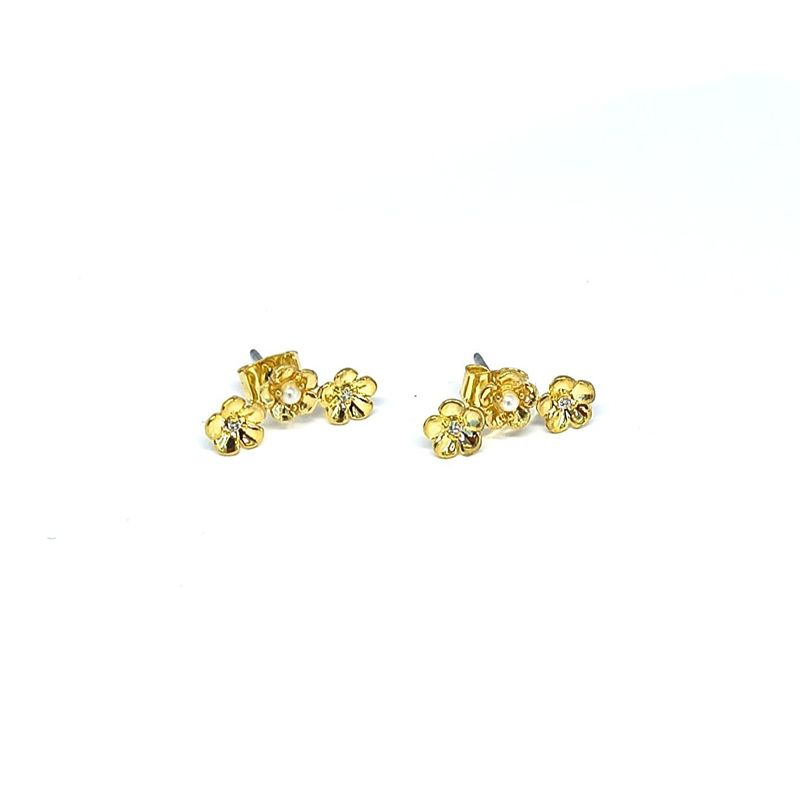 Flower Trio Gold Earrings