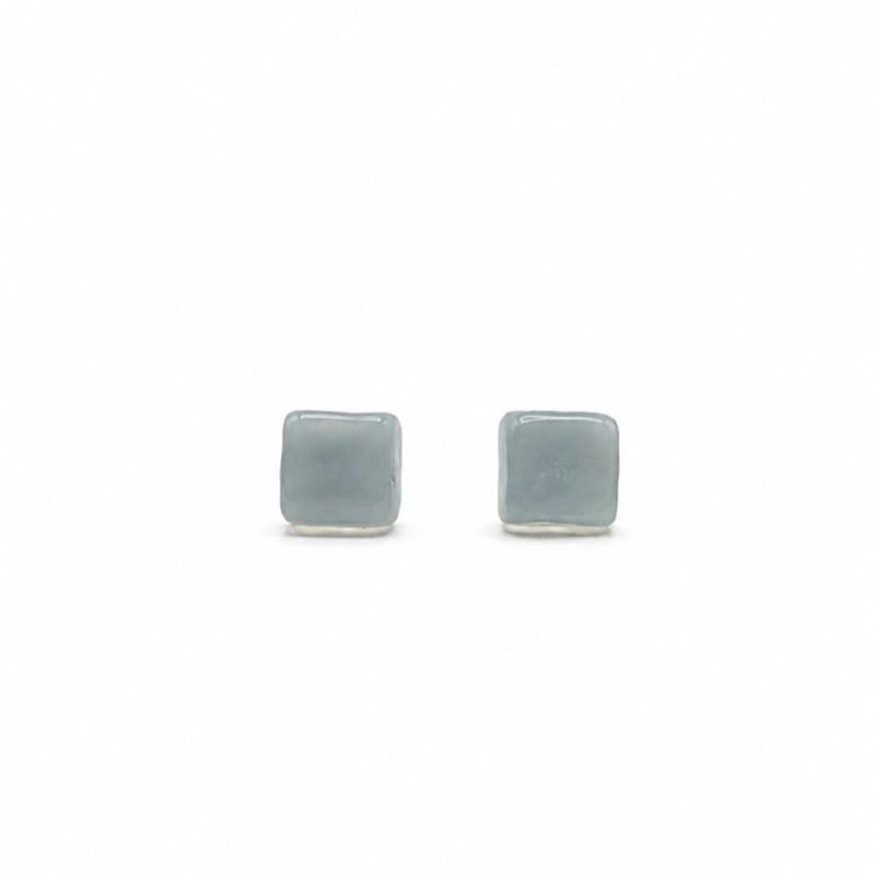 Jelly Square Stud Earrings Blue