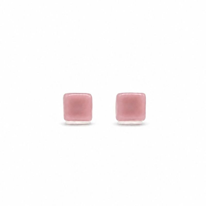 Jelly Square Stud Earrings Pink