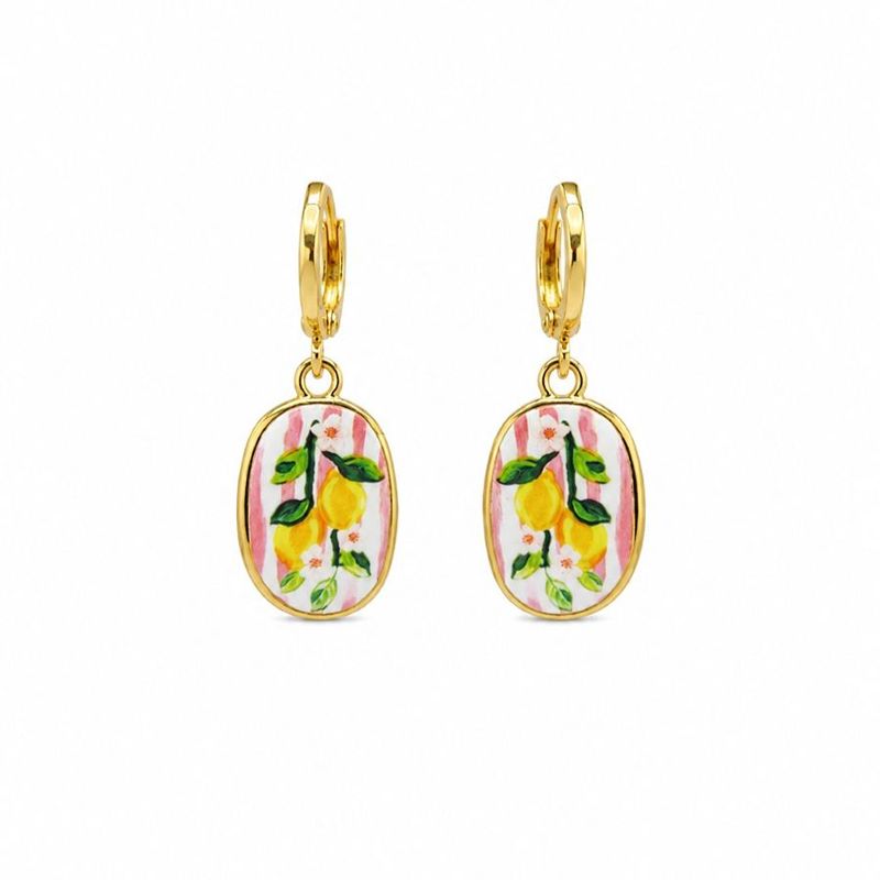 Pink Stripey Lemon Earrings