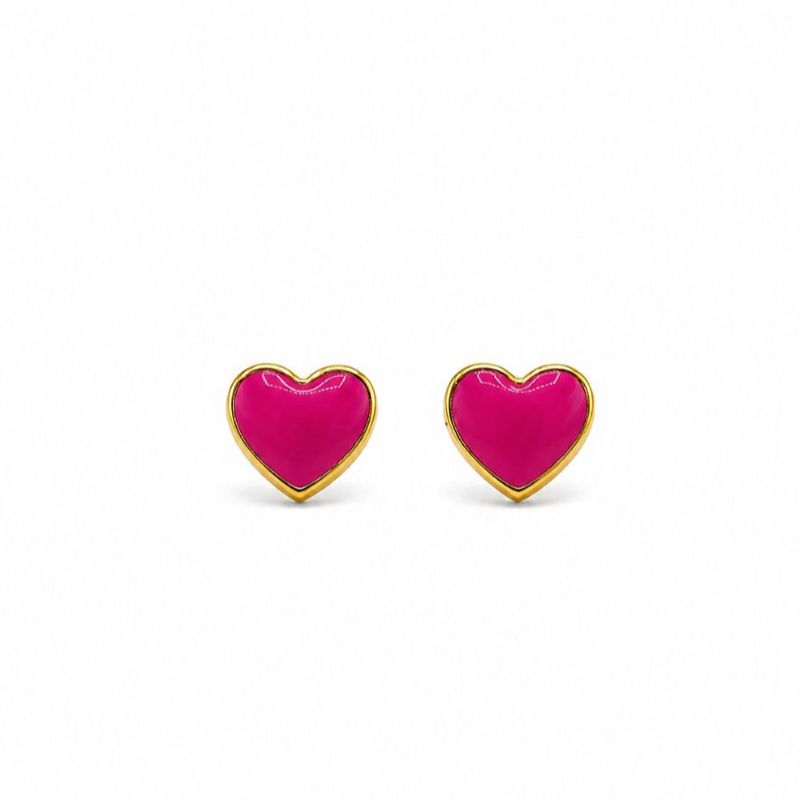 Sweet Heart Pink Resin Stud Earrings