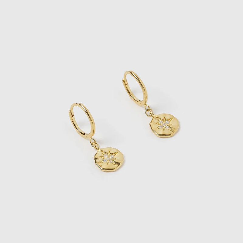 Estrella Gold & Zircon Hoop Huggie Earrings