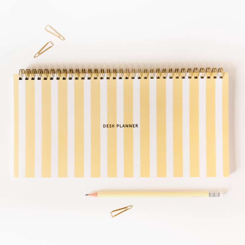 Spiral Deskplanner Yellow Stripes