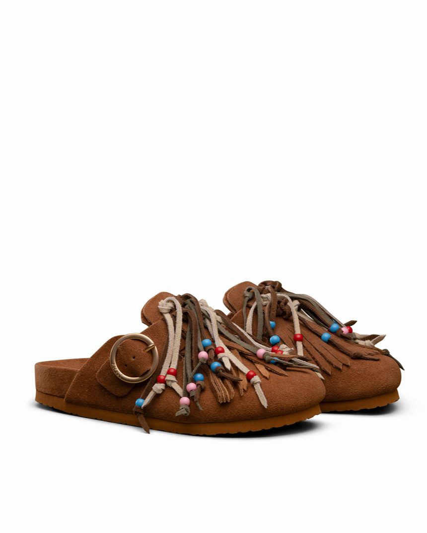Flair Fringe Mule Cognac