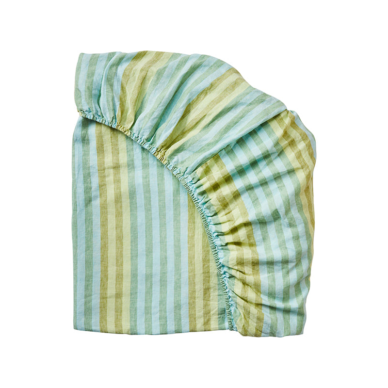 Stripe Blue Green Fitted Sheet