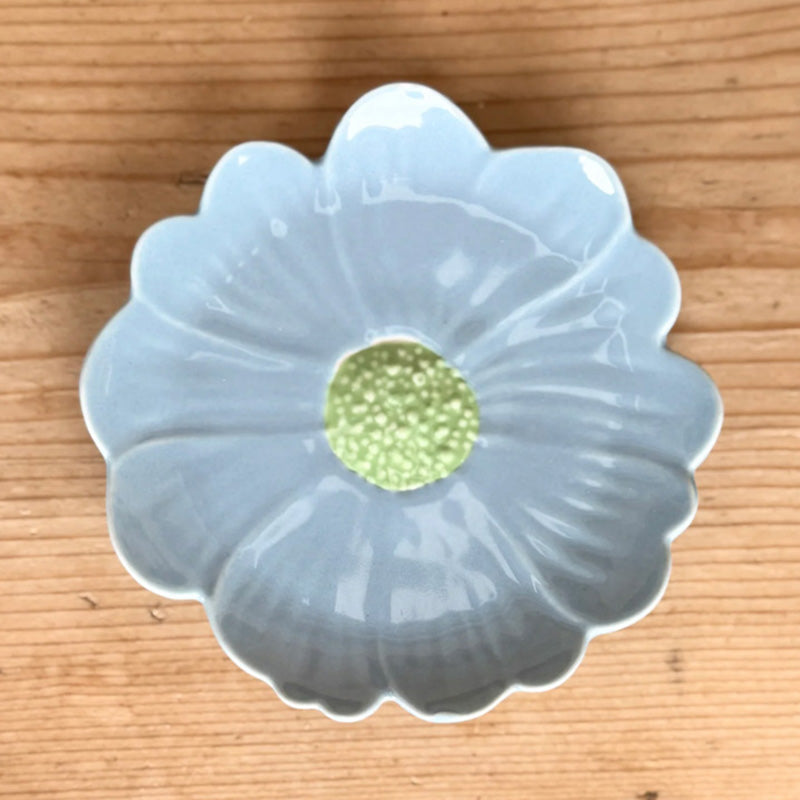 Flower Trinket Dish Blue with Green