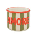 Amore Ceramic Pot Olive/Red Stripe