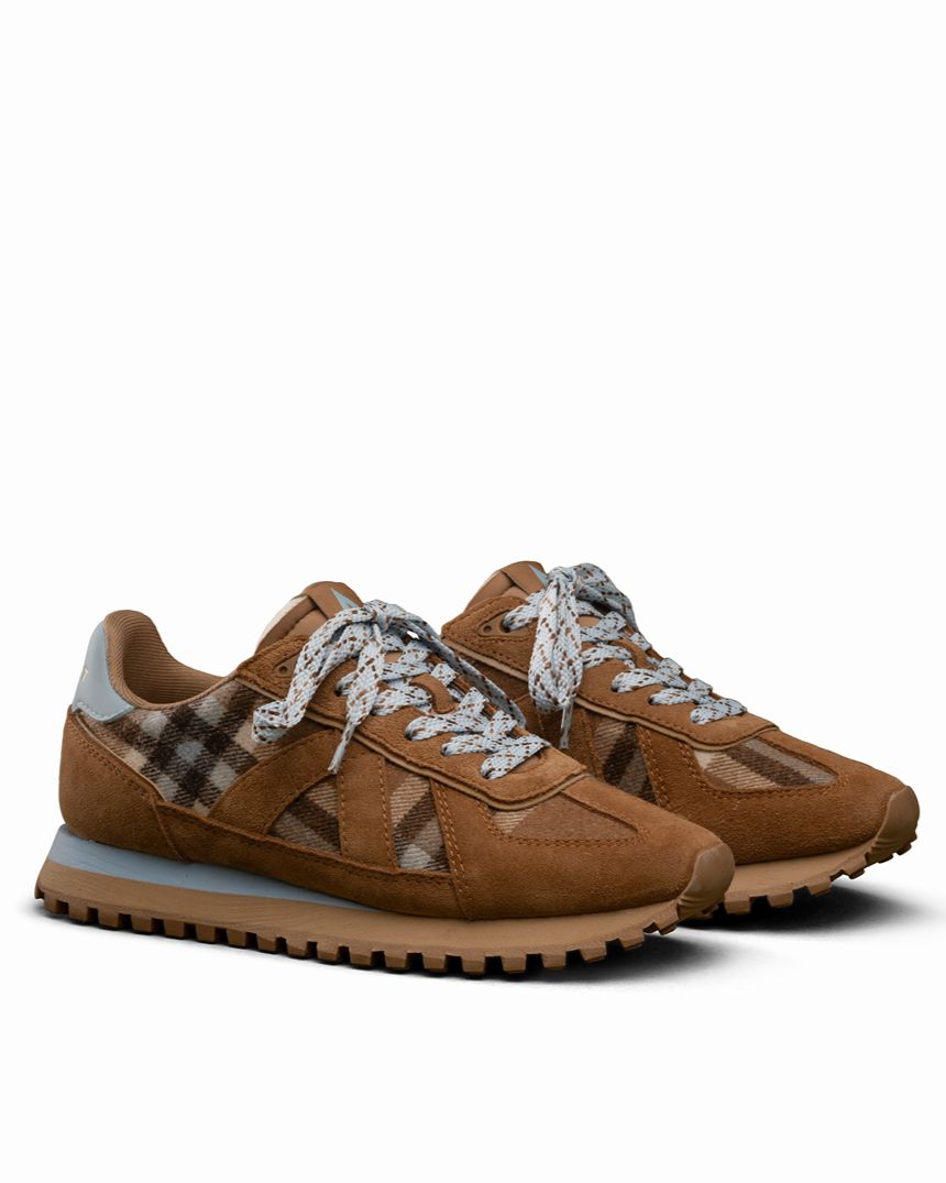 Gate Sneaker Tan/Chocolate/Blue Plaid