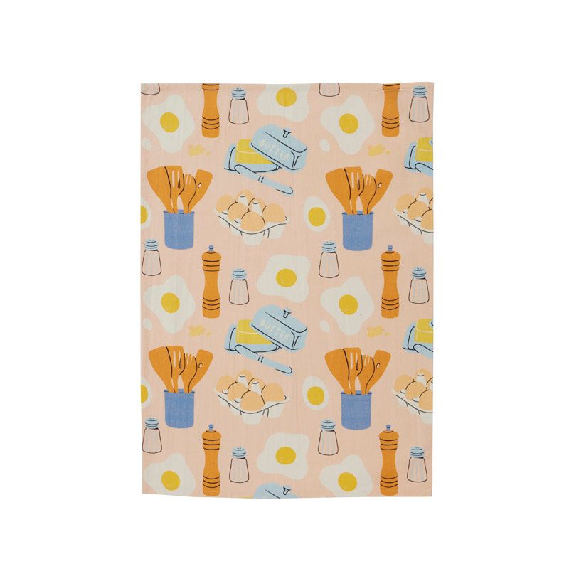Brekkie Cotton Tea Towel Peach