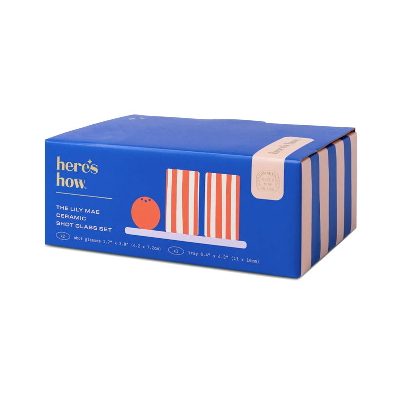 Lily Mae Ceramic Tequila Shot Glass Set Poppy & Lilac