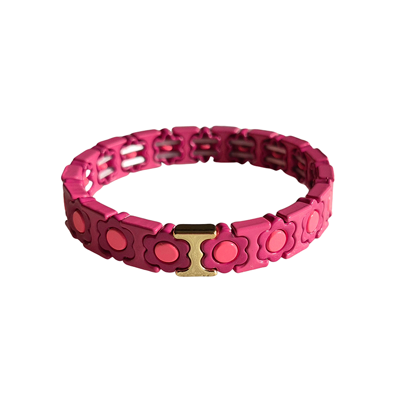 Daisy Tile Bracelet Gold Pink