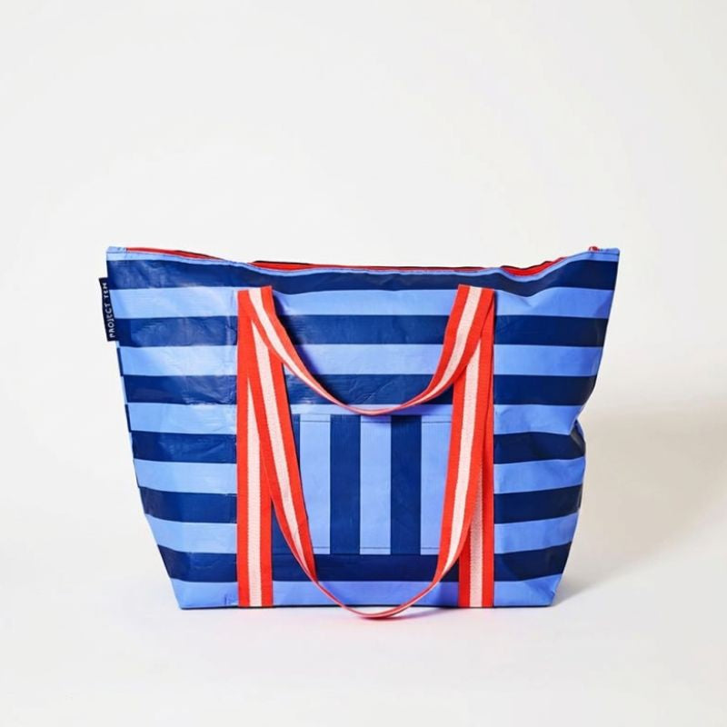 Medium Zip Tote Blue Stripe