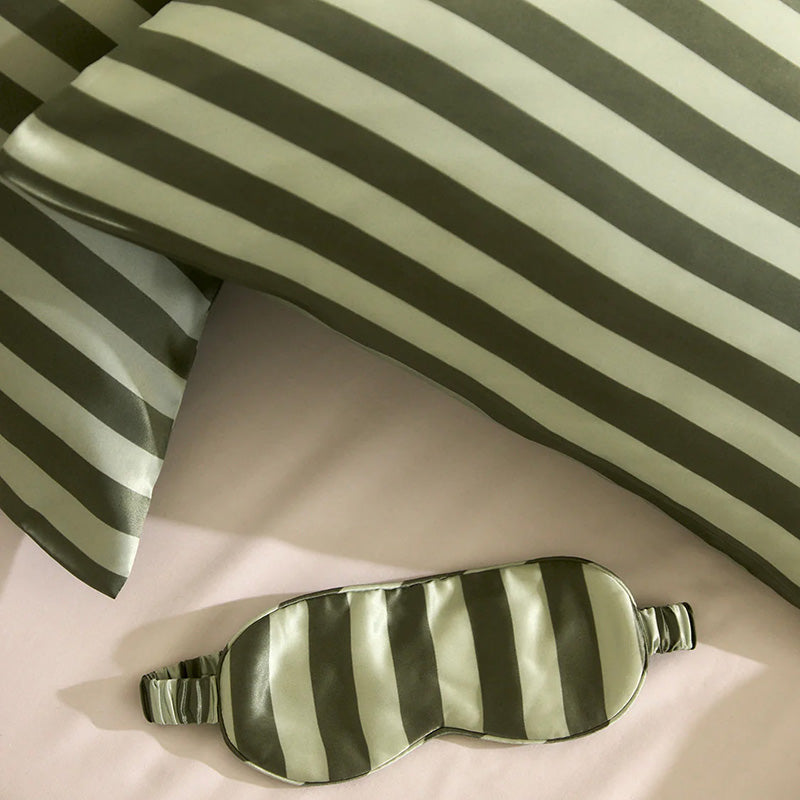 Silk Eye Mask Wasabi Stripes