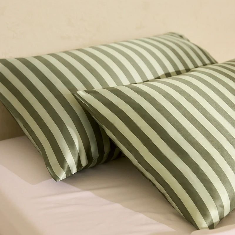 Silk Pillowcase Wasabi Stripes