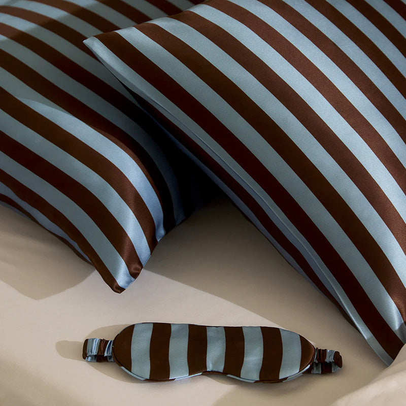 Silk Pillowcase Iced Choc Stripes