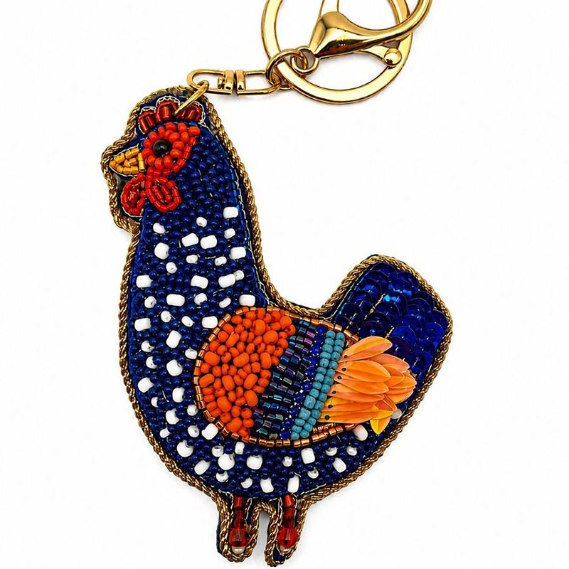 Billy Navy Beaded Hen Key Ring/Bag Tag