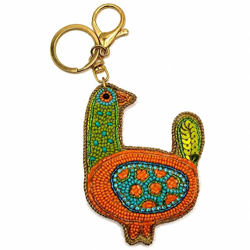 Fifi Orange Beaded Bird Key Ring/Bag Tag