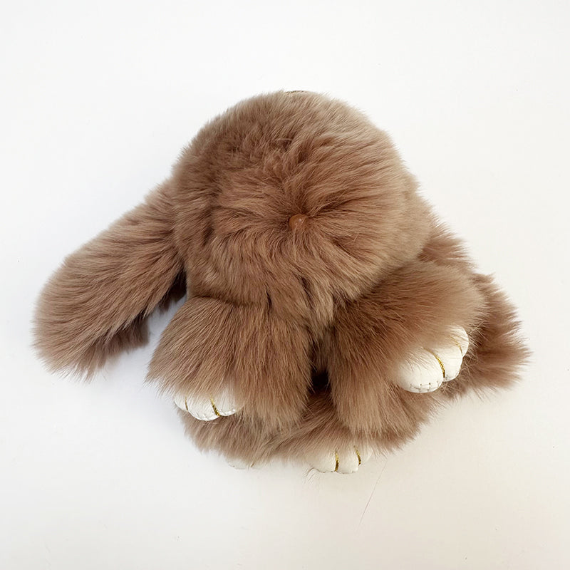 Mini Rabbit Fur Bag Charm Dark Brown