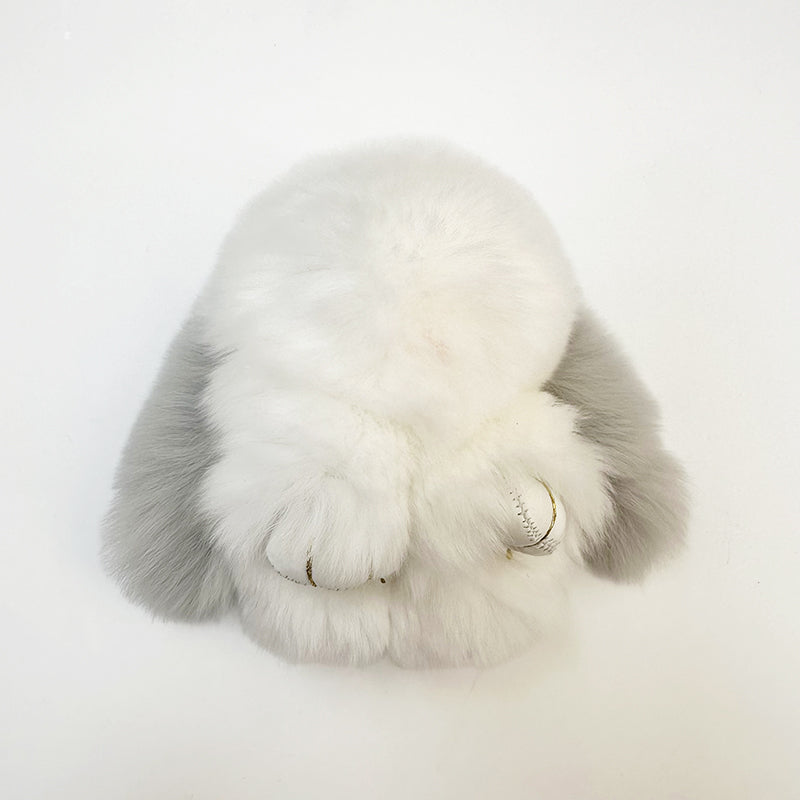 Mini Rabbit Fur Bag Charm Grey Ear