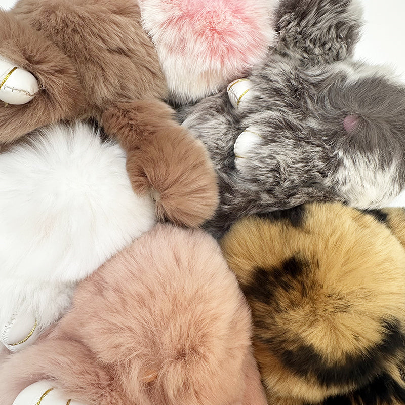 Mini Rabbit Fur Bag Charm Dark Brown