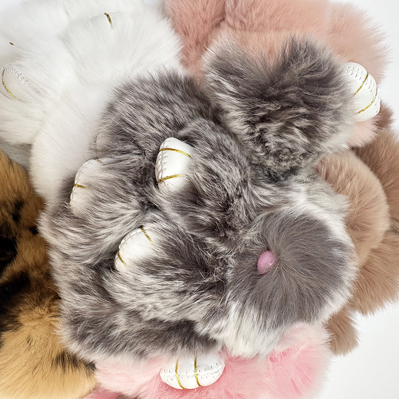 Mini Rabbit Fur Bag Charm Snow Grey
