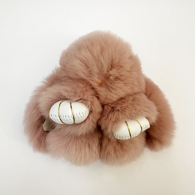 Mini Rabbit Fur Bag Charm Dusty Pink