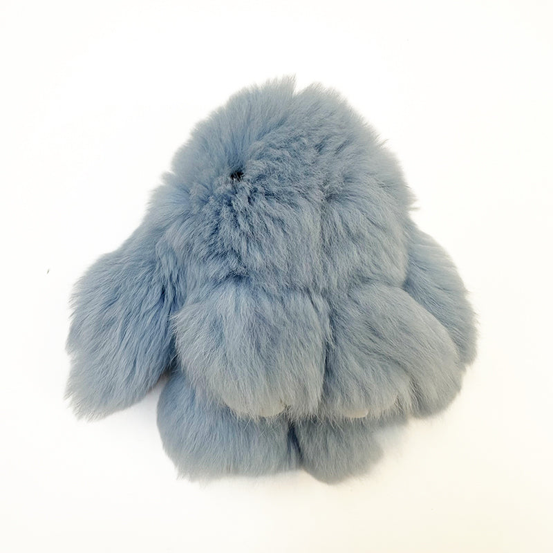 Mini Rabbit Fur Bag Charm Soft Blue