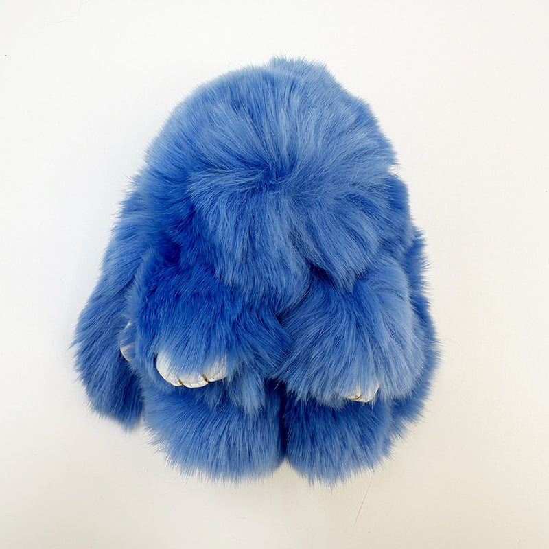 Mini Rabbit Fur Bag Charm Azure Blue