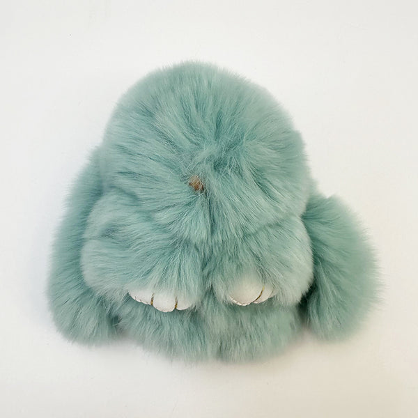 Mini Rabbit Fur Bag Charm Turquoise