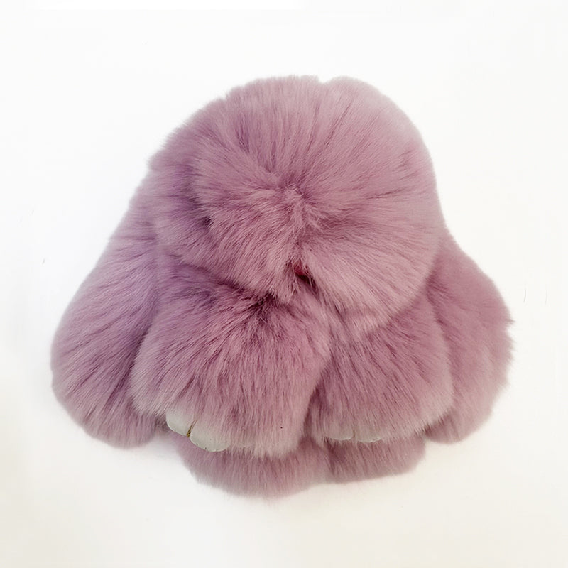 Mini Rabbit Fur Bag Charm Purple